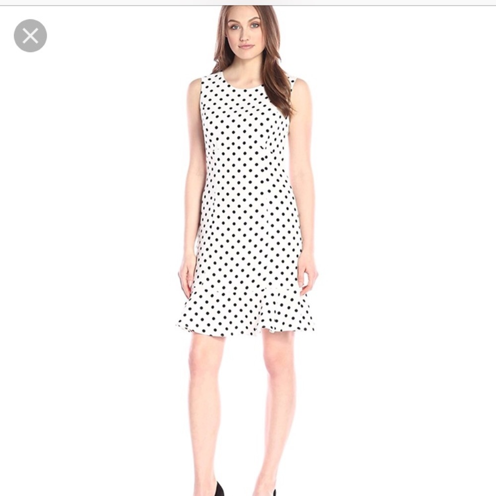 🖤 NINE WEST polka dot FLOUNCE hem dress 🖤